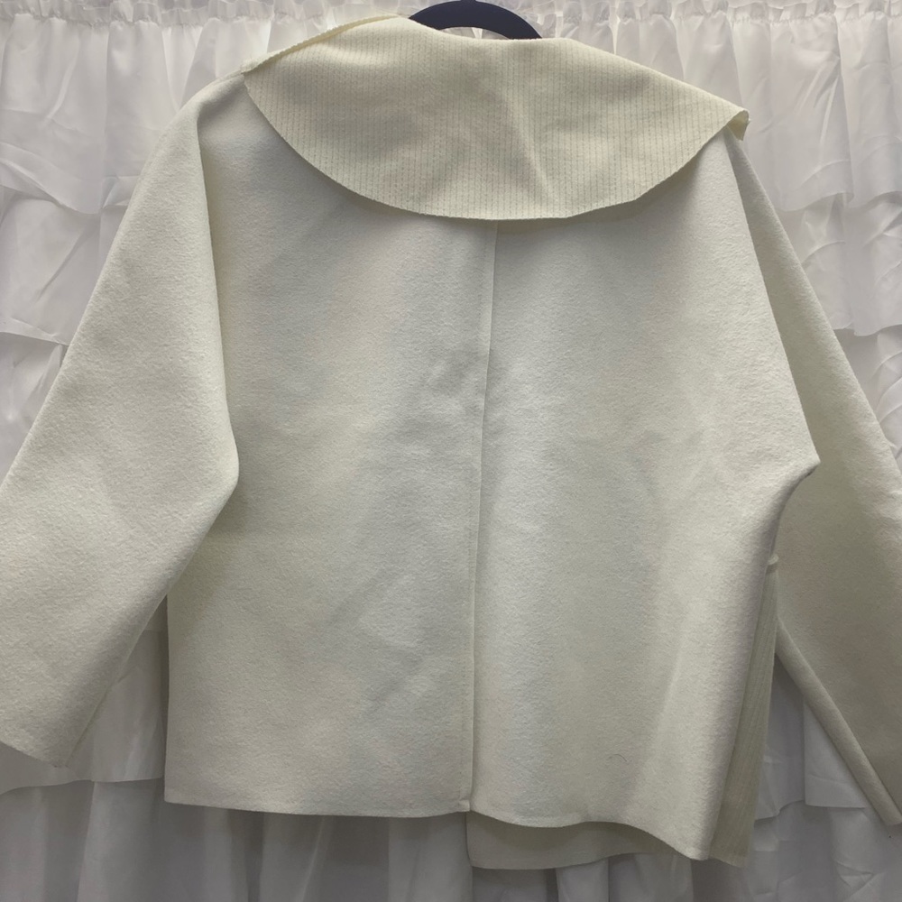 Ivory Knit Structured Ribbed Section Jacket M/L - image 5